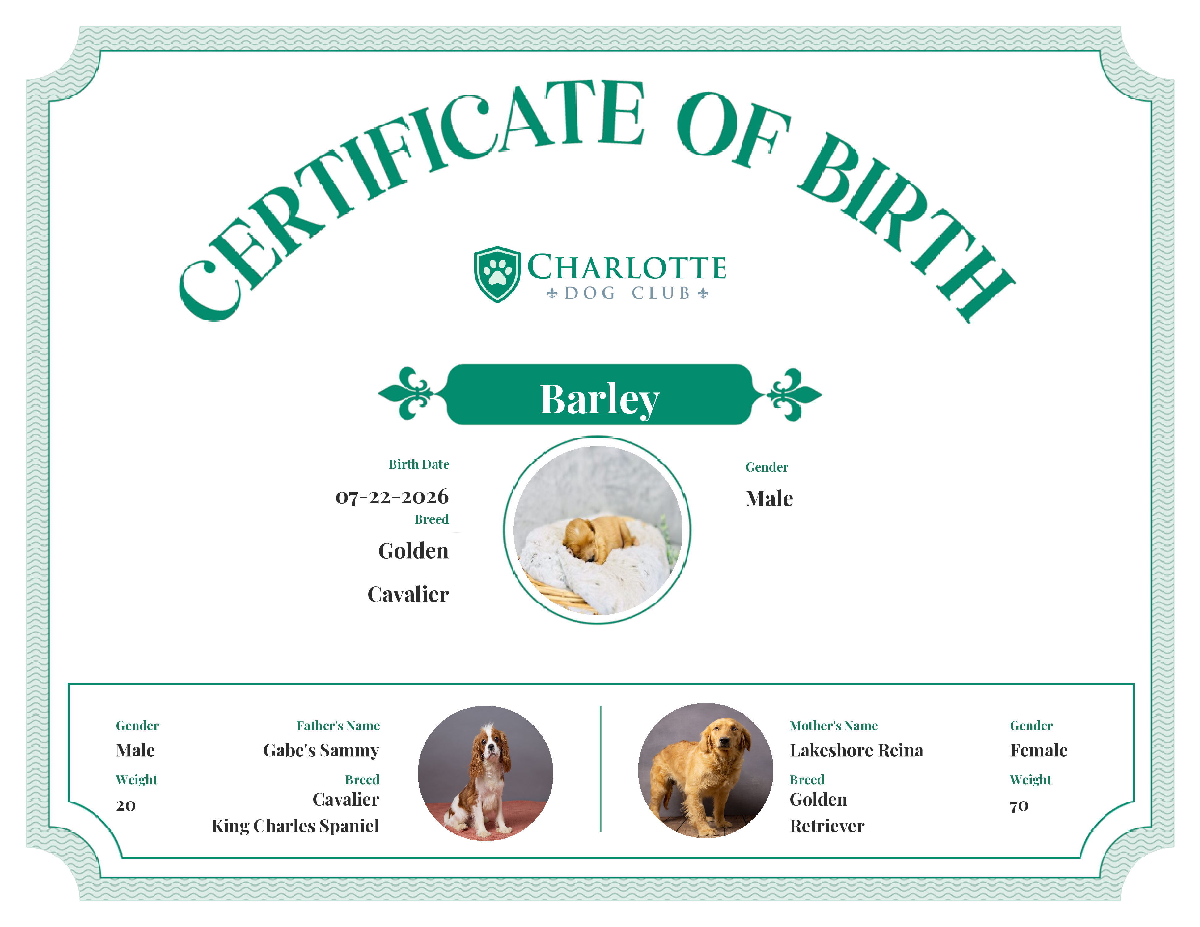 Barley's Birth Certificate