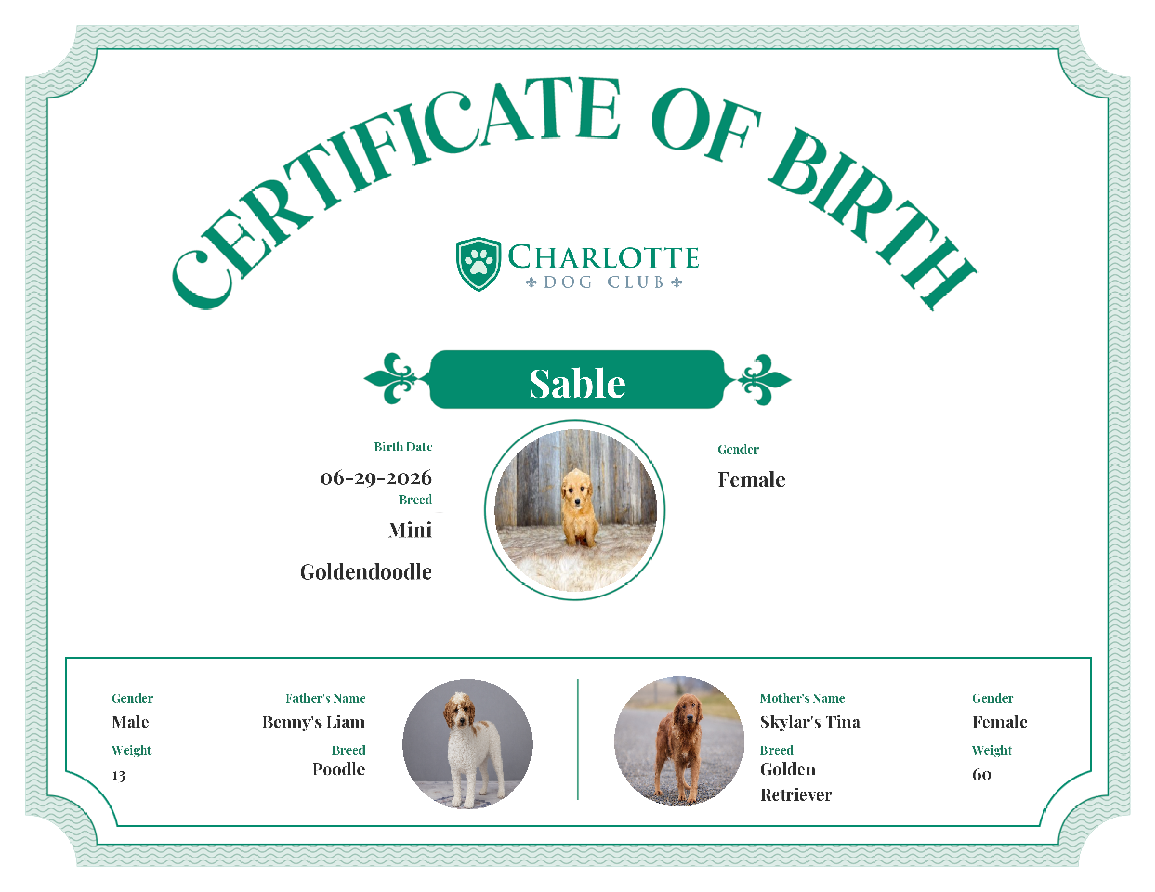 Sable's Birth Certificate